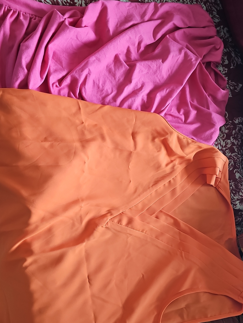 SHEIN Pink and Orange Colorblock Blouse